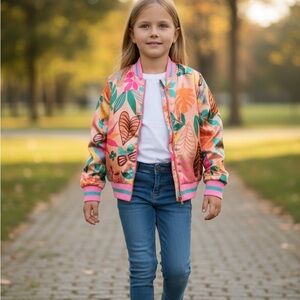H&M Pink Floral Bomber Jacket for Kids